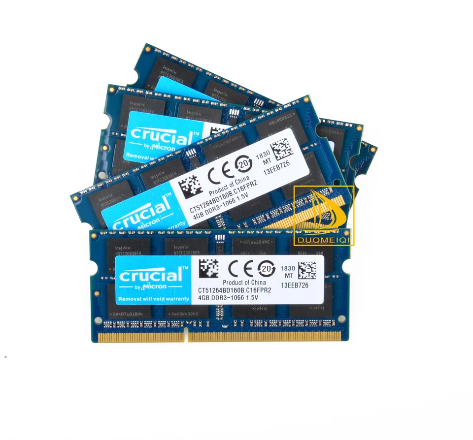 Crucial DDR3 RAM 16 GB 4x 4 GB PC3-8500 1066MHz Unbuffered SODIMM Laptop Memory - Image 2 of 4