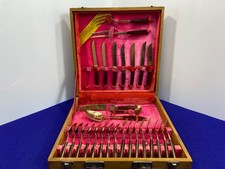 Vintage Johnny’s Gems Brass Flatware Set – 24 Pieces with Wooden Case