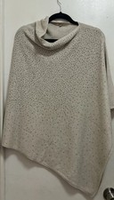 Soft Surroundings Beige W/Studs Embellishment Knit Poncho Sweater Sz One Size