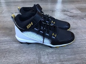 Under Armour Shoes Mens Sz 9 Harper Black Baseball Cleats Mid Top 3024319-001