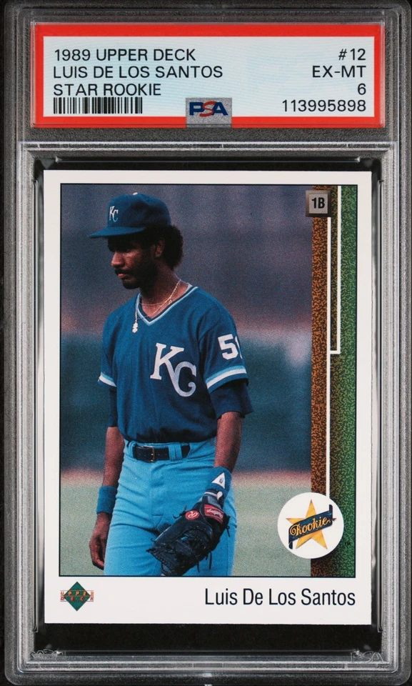 Luis De Los Santos - Star Rookie - 1989 Upper Deck #12 Kansas City Royals PSA 6 - Image 3 of 4