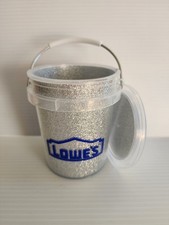 Lowes Silver Glitter Mini Bucket with Lid 0.4-quart Fast Shipping