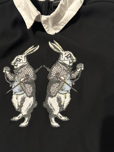 The White Rabbit Shirt Victoria Beckham Medium Girls Black Collared Target Alice - Picture 5 of 16