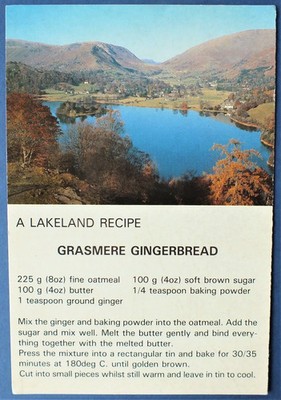 A LAKELAND RECIPE GRASMERE GINGERBREAD UNUSED VINTAGE CUMBRIA POSTCARD