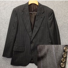 Vintage Ralph Lauren Blazer Men 38R S Charcoal Striped POLO UNIVERSITY CLUB USA