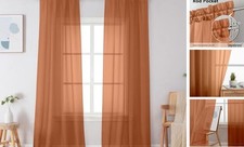 Sheer Curtains 96 Inches Long, Light Filtering 42"W x 96"L Pack of 2 Orange