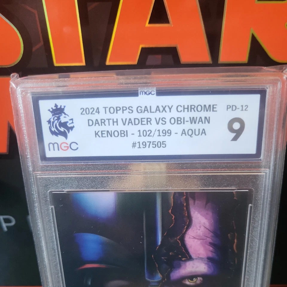 2024 Topps Star Wars Galaxy Chrome Darth Vader vs Obi-Wan 102/199 Aqua MGC 9 - Image 2 of 4