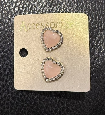 Beautiful  ping heart shaped  crystal stud Earring.