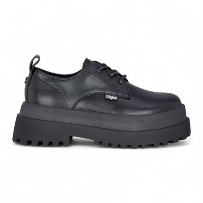 Buffalo Pluto Boots Damen Schwarz Vegan Leder Schnürschuhe Chunky Plateau Schuhe ''