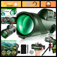 High Power 40X60 Monocular Telescope with Phone Adapter, Tripod Hand Strap - N