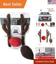 Deluxe Rudolph Reindeer Car Decoration Set - Antlers, Nose  Tail Included