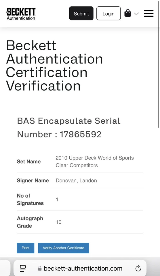 Tarjeta transparente firmada por Landon Donovan 2010 World of Sports losa Beckett IP automática Foto 4 de 4