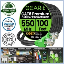 Cat 6 Ethernet Cable 100 ft Outdoor Waterproof RG45 High Speed 10 Gbps