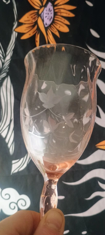 Tiffin Franciscan Etched Watermelon Uranium Wine Glass (2 Pieces) - Image 4 of 4