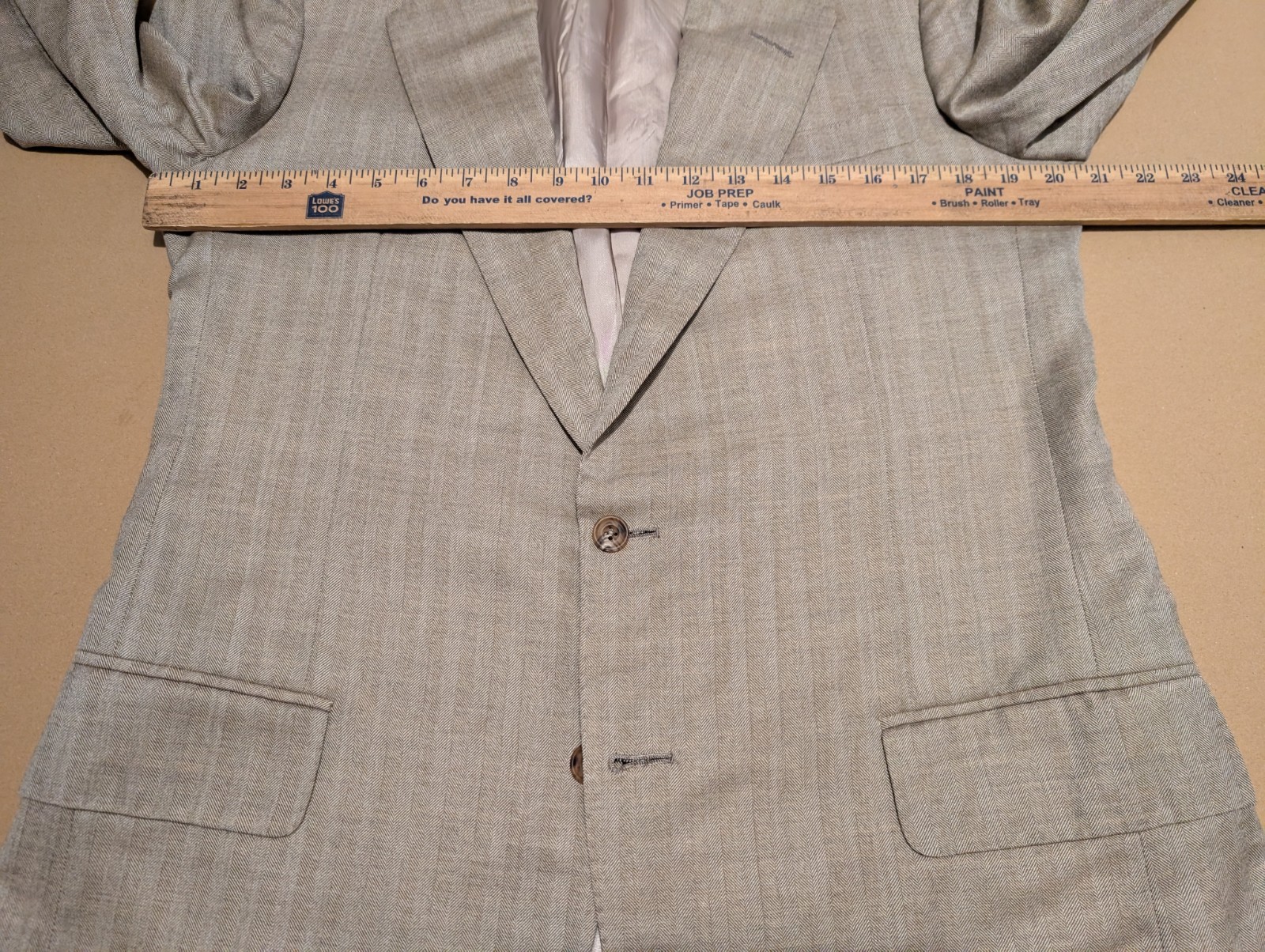 Edgar Pomeroy Bespoke Beige Two Button Blazer Her… - image 10