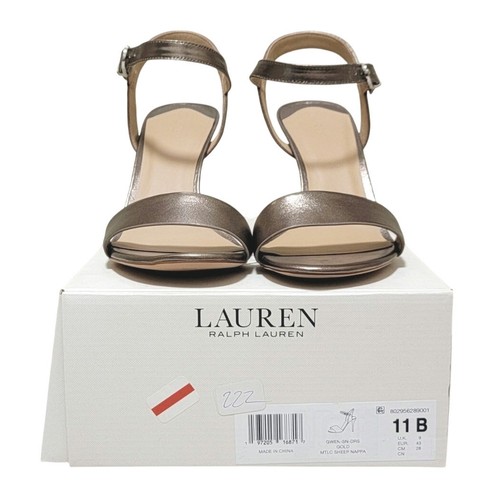 Lauren Ralph Lauren Women Gwen Stiletto Ankle Strap Sandals Size US 11B Gold - Picture 6 of 6