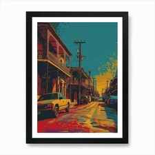 Frenchmen Street Retro Pop Art 3 Ar Framed Wall Art Poster Canvas Print Picture
