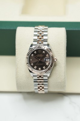 Rolex Ladies Steel & Rose Gold Datejust 28mm 279171 Chocolate Diamond Dial 2024
