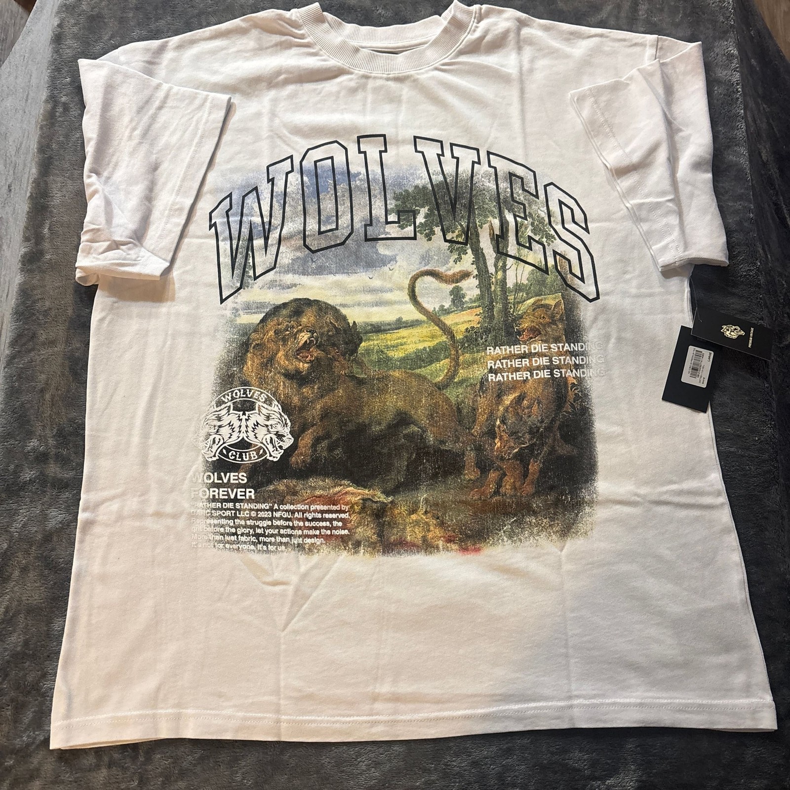 Darc Sport Wolves Forever Rather Die Standing Premium Oversized Tee White #678