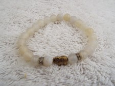 Frost Bead Brass Elephant Stretch Bracelet B30 
