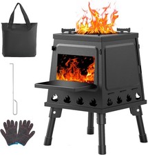 Portable Wood Burning Camping Tent Stove Kit Outdoor Cast Iron for Backpacking