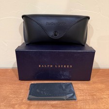 NEW Polo Ralph Lauren Black Leather Sunglass Case Box with Cleaning Cloth
