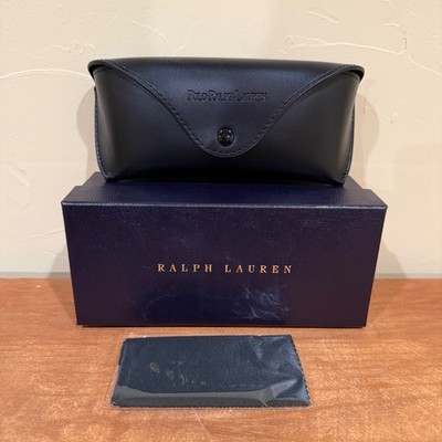 NEW Polo Ralph Lauren Black Leather Sunglass Case Box with Cleaning Cloth