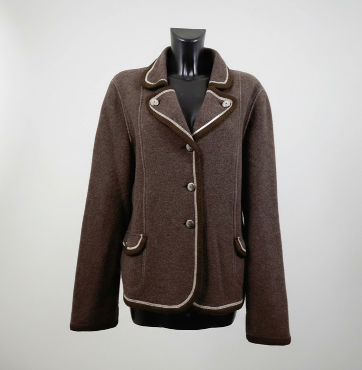 Vintage Mujer Moda Parmigiani Chaqueta Mujer Loden Tirolesa Lana Virgen 50