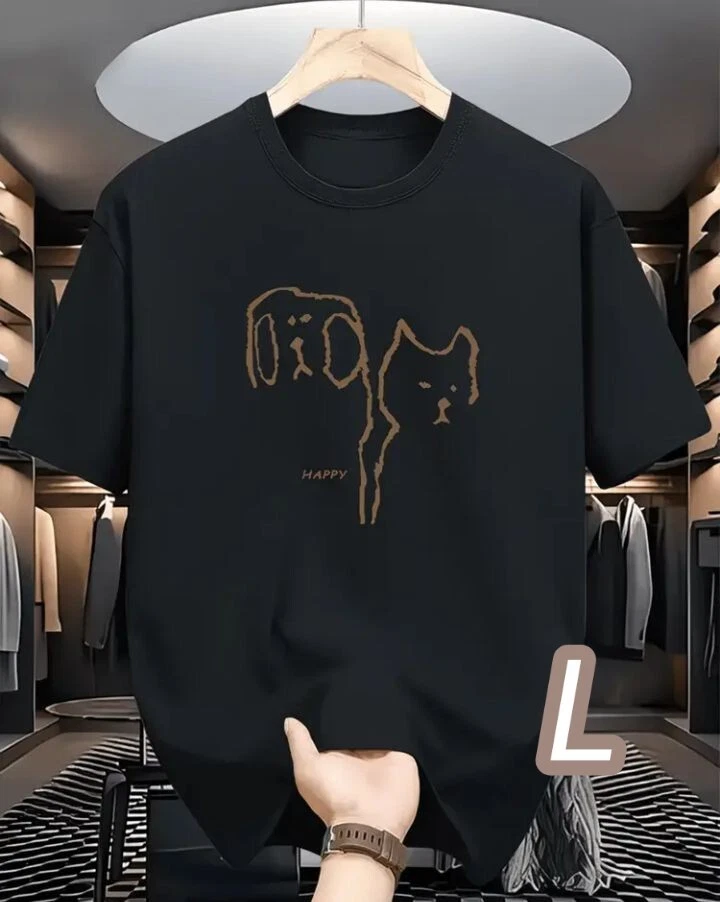 Dry T Black L Size Line Animals Quick Dry and Breathable Size Minimal T Shirt