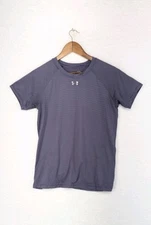 Under Armour Women Top Lavender Striped  Short Sleeve Active Fit Small