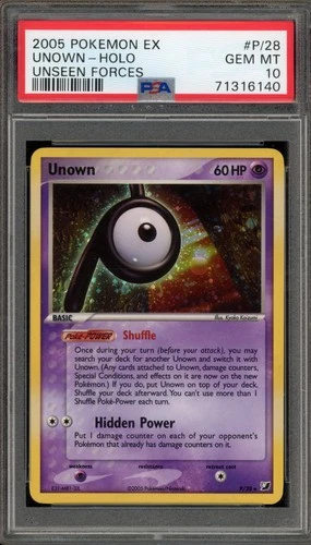Pokemon Unown EX Unseen Forces Holo Rare #P/28 PSA 10 Gem Mint