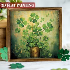 Four Leaf Clover Art Wooden Plaque Potted St. Patrick's Day Irish Wall Art Decor