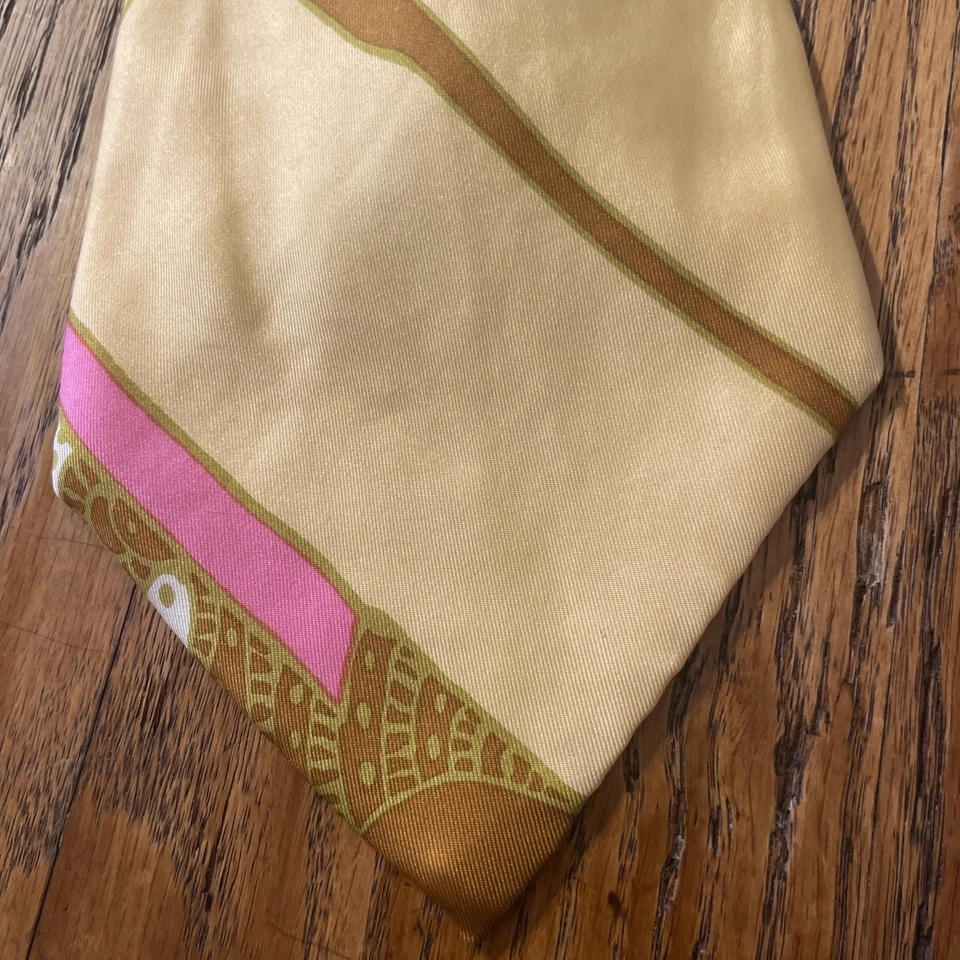 复古 60 年代 70 年代 Mark Heister 超宽丝绸领带 复古 Mod 迪斯科 花卉 美国制造 — 第 3/4 张图片