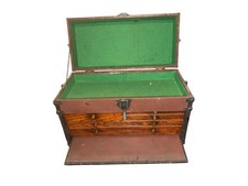 Antique 19th C. Machinists Quarter Sawn Oak 5-Drawer Toolbox w/Removable Facing