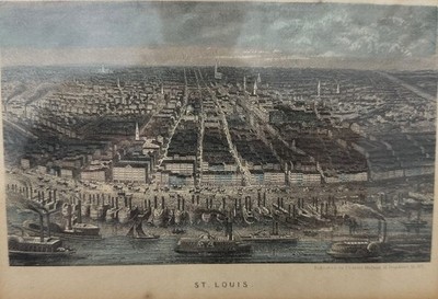 1853 Charles Magnus St. Louis Missouri Bird s Eye View Antique Lithograph Print