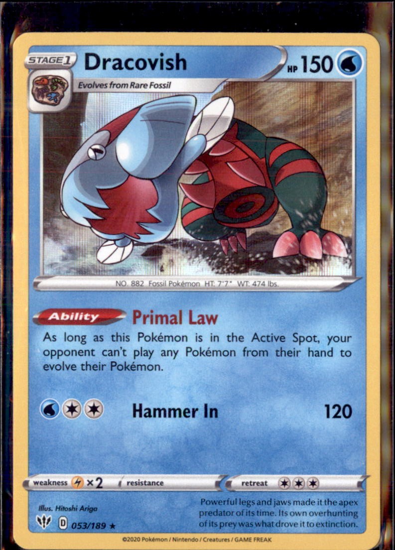 Pokemon Dracovish 53/189 Darkness Ablaze Holo