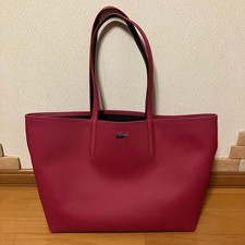 Lacoste Women Black Pink Leather Tote Bag Reversible Limited Edition Rare french