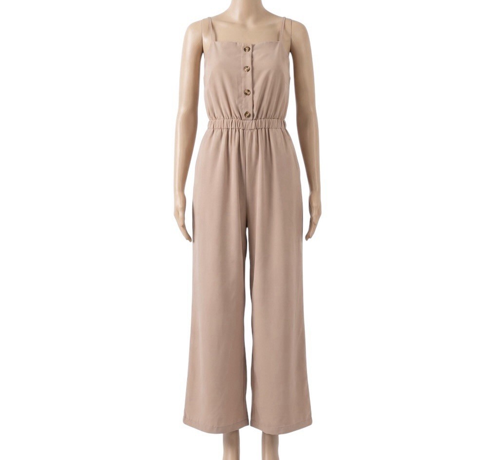 Vintage Playsuit 90s Beige Wide Leg Retro Party Boho Glam 6