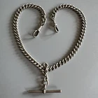 Antique Sterling Silver Heavy 15” Albert Watch Fob Chain Hallmarked 6.5mm - 44g