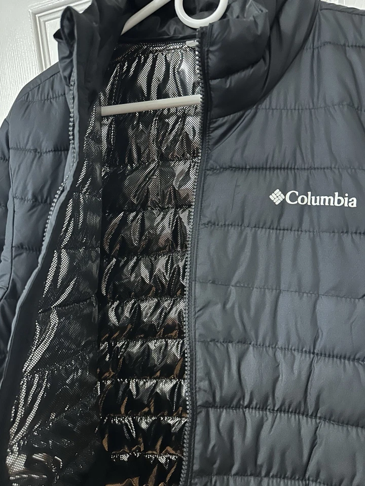 PARA HOMBRES GRANDE Columbia White Out Omni Heat Puffer Chaqueta Negra Talla L BONITA Y CÁLIDA Foto 2 de 4