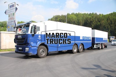 LKW Foto Iveco drawbar trailer Deutschland blau BRINKS SECURITY SPACE 16 #f1uj