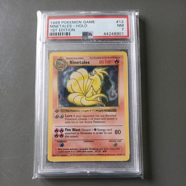 PSA 7 First Edition Shadowless Ninetales Holo Base Set 12/102 Thick Stamp