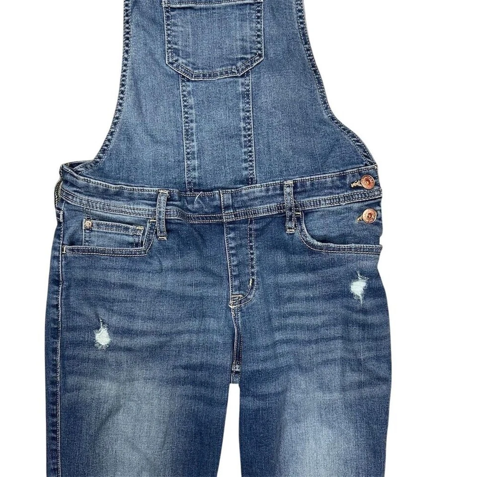 Conjunto de monos y pantalones cortos de mezclilla desgastados para niñas Abercrombie talla 13/14 azul Foto 3 de 4