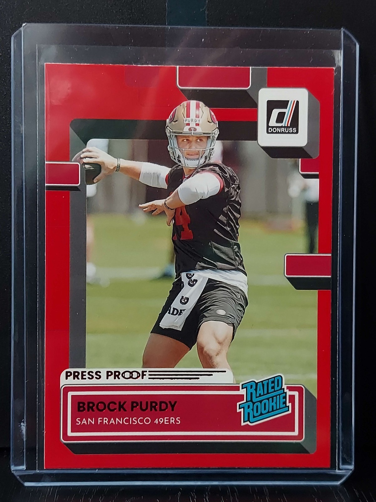 2022 Panini Donruss Brock Purdy Rated Rookie Red Press Proof #374 San Fran 49ers