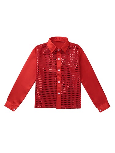 Kids Boys Tee Choir Shirt Stage Jacket Glittery Costume Latin Wedding Sequined - Picture 35 of 84