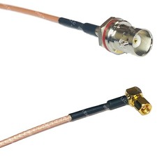 RG316 BNC FEMALE SM BULKHEAD to SMC Female Angle RF Cable Rapid-SHIP LOT