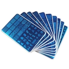 Nail Art Stamping Image Plates Stencil 9.5 by 14.5cm LARGE plate w/ white holder