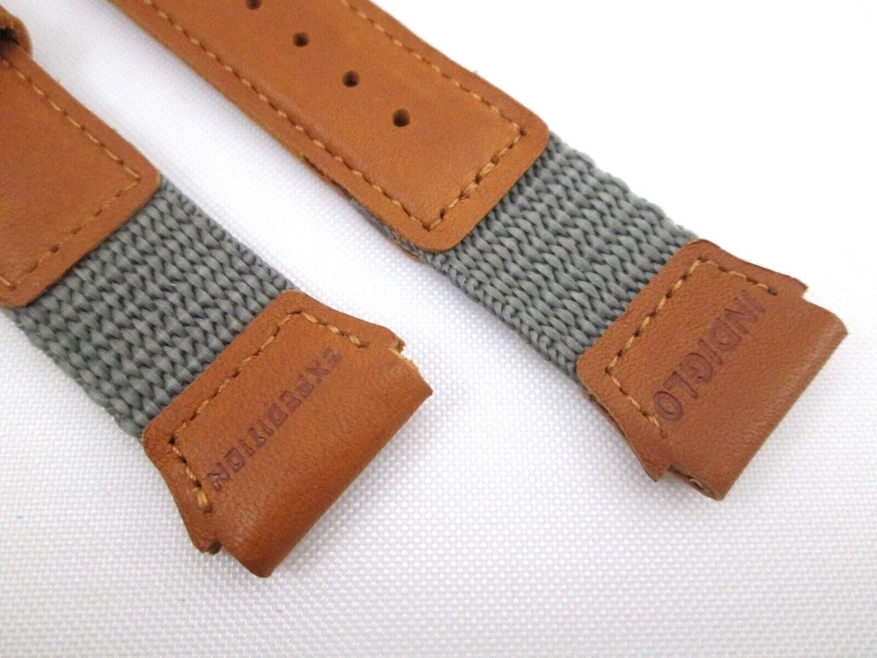 Correa de reloj Timex Expedition genuina 19 mm tamaño taco verde oliva nailon cuero tostado Foto 4 de 4