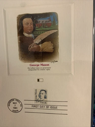 US FDC #1858 George Mason Government Safeguards Proof card  1981