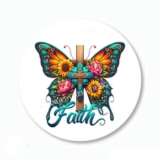 Faith Butterfly Cross Labels Scrapbook Stickers Religious Favors Envelope Seals